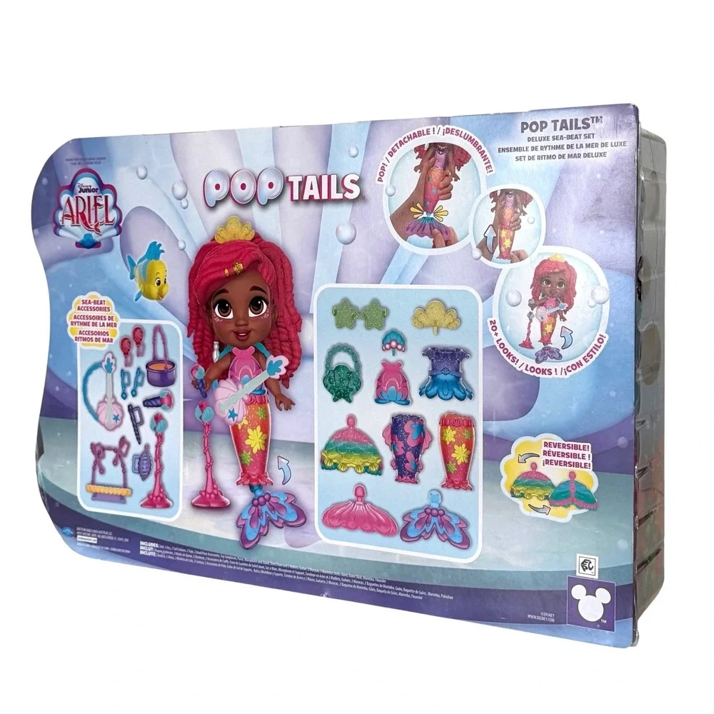 Disney Junior Ariel Pop Tails Deluxe Sea-Beat Set 26pc Mermaid Doll Flounder NEW